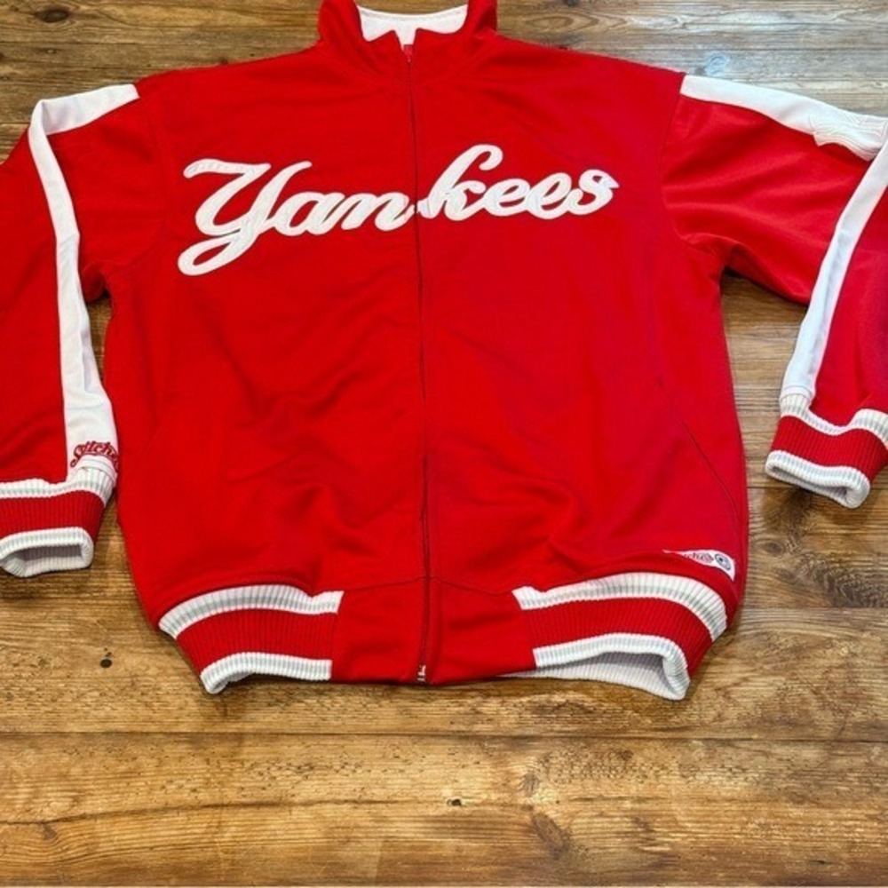 Stitches MLB NY Yankees Full Zip Track Jacket Red Unisex Women's L Men's S EUC - Picture 2 of 14